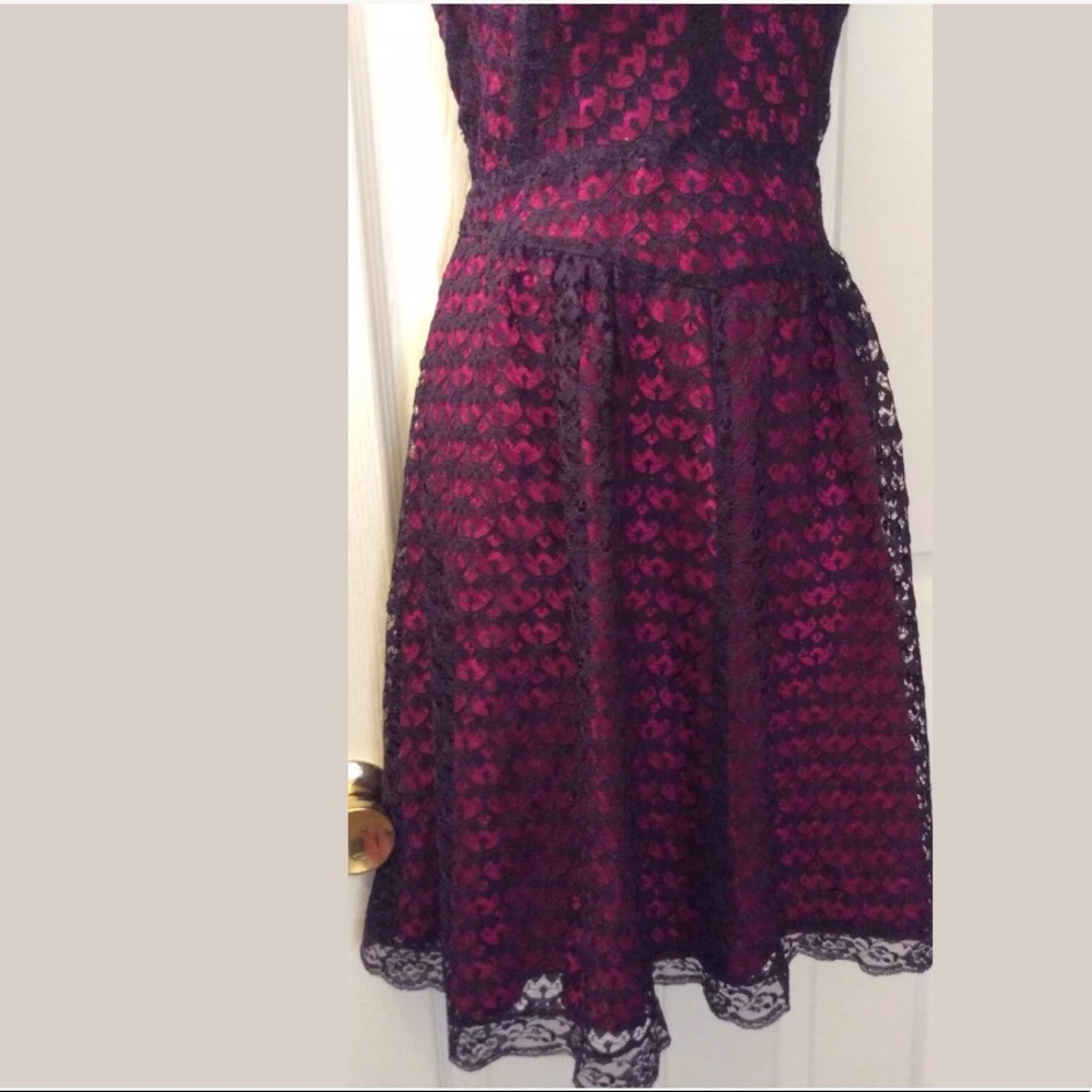 MODA International Lace overlay dress pink purple - Picture 4 of 8